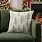 Homeroots 18" Natural Silver And Gold Cotton Christmas Trees Throw Pillow With Beads And Embroidery 719257 - alternate 1
