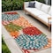 Homeroots 8' Ivory Green Blue Red And Orange Floral Indoor Outdoor Runner Rug 546672 - alternate 8