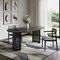 Homeroots 67" Black Solid Wood Double Pedestal Base Oval Dining Table 721140 - alternate 5