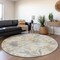Homeroots 8' Beige Charcoal And Gray Round Abstract Washable Indoor Outdoor Area Rug 643591 - alternate 5