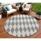 Homeroots 8' Gray And Ivory Round Geometric Washable Indoor Outdoor Area Rug 577045 - alternate 1