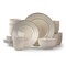 Elama Market Finds 16 Piece Round Stoneware Dinnerware Set in Embossed White EL-MARKETFINDS16 - alternate 1