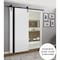 Sartodoors Sturdy Barn Door, Planum 0040 White Silk with Black Glass, 6.6FT Rail Hangers Heavy Hardware Set, S PLANUM0040BD-B-WS-42 - alternate 1