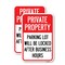 Signmission Private Property Parking Lot Will Be Locked After Busin, 18'' X 24'', Heavy Gauge Aluminum, 2PK A-1824-2PACK-23249 - alternate 1