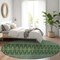 Homeroots 8' Olive Green And Blue Round Tribal Washable Indoor Outdoor Area Rug 582580 - alternate 5