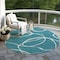 Homeroots 8' Teal Blue And Ivory Round Abstract Washable Indoor Outdoor Area Rug 597525 - alternate 8