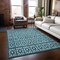 Homeroots 8' X 10' Teal Blue And Ivory Geometric Washable Indoor Outdoor Area Rug 613810 - alternate 9