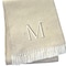 Homeroots 55" X 70" Linen White Herringbone Cotton Blend M Initial Throw Blanket with Tassels Embroidery 680603 - alternate 5