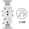 Leviton Duplex Receptacle, 2 -Pole, 20 A, 125 V, Back, Side Wiring, NEMA: 5-20R, White TBR20-00W - alternate 4