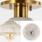Jonathan Y Amara 10" 1-Light Mid-Century Classic Alabaster/Iron LED Semi Flush Mount, White/Brass Gold JYL1207A - alternate 9