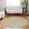 Homeroots 8' Salmon Fern Green And Beige Round Floral Medallion Washable Indoor Outdoor Area Rug 616630 - alternate 5