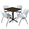 Regency Square Cain Breakroom Table W/ 4 M Stack Chairs, 30 in W, 30 in L, Neo Walnut TB3030NW47GY - alternate 1