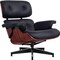 Homeroots 27" Black and Rosewood Tufted Genuine Leather Swivel Lounge Chair With Ottoman 636223 - alternate 8