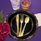 Smarty Had A Party 7.5" Black with Gold Vintage Rim Round Disposable Plastic Appetizer/Salad Plates (120 Plates), 120PK 867BG-CASE - alternate 8