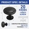 Lifemaster 1-1/4in Black Kitchen Cabinet Knobs, Rust-Proof, Zinc Alloy, Easy Install, 20PK LMKNBBLK20 - alternate 7