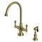 Kingston Brass Two-Handle Single-Hole Kitchen Faucet with Brass Sprayer, Antique Brass KS1763ALBS - alternate 1
