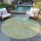 Homeroots 8' Sage Round Abstract Washable Indoor Outdoor Area Rug 607886 - alternate 8