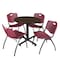 Regency Round Kobe Breakroom Table W/ 4 M Stack Chairs, 30 in W, 30 in L, Neo Walnut TKB30RNDNW47BY - alternate 1