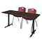 Regency Cain T-Base Training Seminar Table W/ 2 M Stack Chairs, 60 in W, 24 in L, Neo Walnut MTRCT6024NW47BY - alternate 1