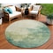 Homeroots 8' Green And Ivory Round Abstract Washable Indoor Outdoor Area Rug 604793 - alternate 1