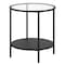 Homeroots 22" Black And Clear Glass And Steel Round End Table With Shelf 544199 - alternate 7