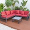 Leisuremod Chelsea Black Sectional With Adjustable Headrest & Coffee Table With Red Cushions CSLBL-80R - alternate 9