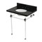 Kingston Brass 30" Black Granite Console Sink with Acrylic Legs, 8-Inch, 3-Hole, Black Granite/Polished Nickel KVPK30KA6 - alternate 1