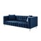 Homeroots 88" Navy Blue Velvet Sofa And Toss Pillows With Clear Legs 543979 - alternate 7
