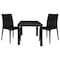 Leisuremod Mace 3-Piece Outdoor Dining Set, Plastic Square Table & 2 Stackable Chairs, Black MT31C19BL2 - alternate 1