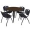 Regency Round Kahlo Breakroom Table W/ 4 M Stack Chairs, 48 in W, 48 in L, Neo Walnut TPL48RNDNWBK47BK - alternate 1
