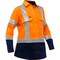 Bisley ANSI Type R Class 2 Women's Long Sleeve Work Shirt with Navy Bottom 313W6491H-ON/2X - alternate 1