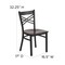 Flash Furniture Black ''X'' Back Metal Restaurant Chair, Walnut Wood Seat, PK2 2-XU-6FOBXBK-WALW-GG - alternate 7