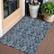 Homeroots 3' X 5' Navy Blue And Denim Blue Damask Washable Indoor Outdoor Area Rug 588184 - alternate 1