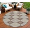 Homeroots 8' Chocolate And Beige Round Floral Washable Indoor Outdoor Area Rug 610747 - alternate 1