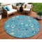 Homeroots 8' Teal Blue Purple And Ivory Round Oriental Washable Indoor Outdoor Area Rug 598078 - alternate 1