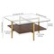 Homeroots 32" Brown And Gold Glass And Steel Square Coffee Table With Shelf 521992 - alternate 9