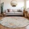 Homeroots 8' Teal Blue Round Abstract Washable Indoor Outdoor Area Rug 607730 - alternate 8