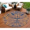 Homeroots 8' Navy Blue And Pink Round Animal Print Washable Indoor Outdoor Area Rug 600680 - alternate 1