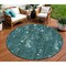 Homeroots 8' Teal Blue And Ivory Round Abstract Washable Indoor Outdoor Area Rug 631187 - alternate 1