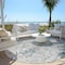 Homeroots 8' Teal Blue Beige And Copper Round Abstract Washable Indoor Outdoor Area Rug 587886 - alternate 7