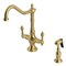 Kingston Brass Two-Handle Single-Hole Kitchen Faucet with Brass Sprayer, Brushed Brass KS1777ALBS - alternate 1