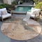 Homeroots 8' Terra Cotta Gray And Brown Round Abstract Washable Indoor Outdoor Area Rug 602989 - alternate 5