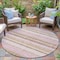 Homeroots 8' Pink And Beige Round Striped Washable Indoor Outdoor Area Rug 632235 - alternate 5