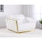 Homeroots 47" White and Gold Italian Leather Club Chair 551606 - alternate 1