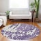 Homeroots 8' Purple And Ivory Round Abstract Washable Indoor Outdoor Area Rug 613370 - alternate 8