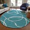Homeroots 8' Teal Blue And Ivory Round Abstract Washable Indoor Outdoor Area Rug 597525 - alternate 9