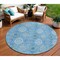 Homeroots 8' Denim Blue Sky Blue And Ivory Round Floral Medallion Washable Indoor Outdoor Area Rug 614583 - alternate 1