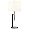 Homeroots 25" Black and Gold Metal Table Lamp With White Drum Shade 524424 - alternate 8