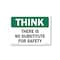 Signmission OSHA Think, There Is No Substitute For Safety, Size: 12in X 18in Alum, 18" W, 12" L, Landscape OS-CL-A-1218-L-20012 - alternate 1