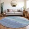 Homeroots 8' Blue Teal Blue And Sky Blue Round Abstract Washable Indoor Outdoor Area Rug 618138 - alternate 6